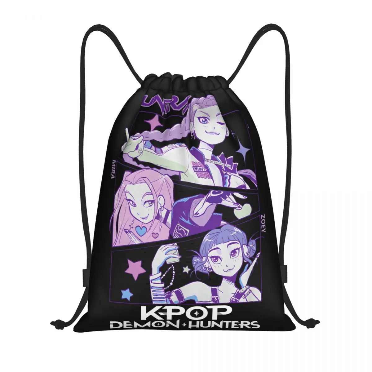 KPop Demon Hunters Huntrix Trekkoord Rugzak Gym Sport Sackpack String Bag voor fietsen