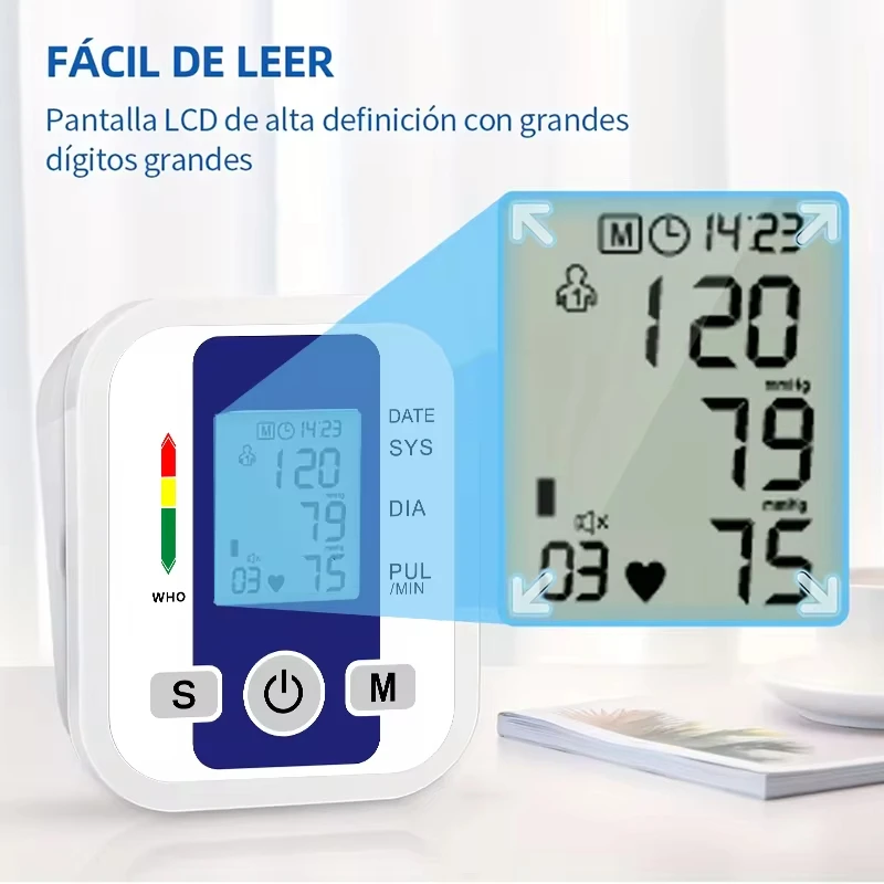 AJC Pulse Blood Pressure Monitor Equipment Heart Beat Rate BP Meter Medical Tonometer LED Digital Sphygmomanometer Wrist