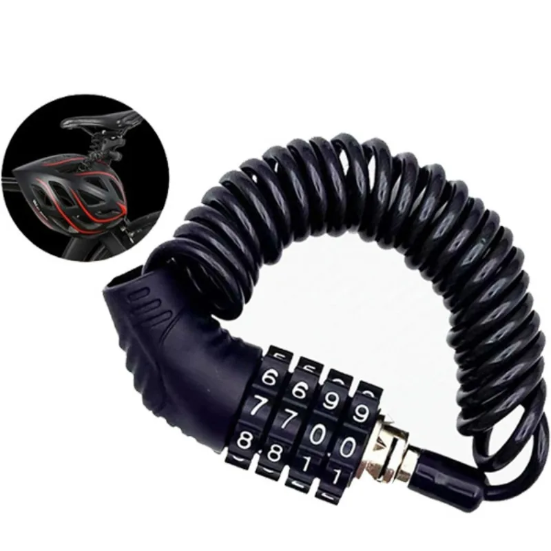 

Motorcycle Bicycle Anti-Theft Chain 4-Digit Password Resettable Combination Helmet Lock Safety Portable Cable Lock Wire Rope