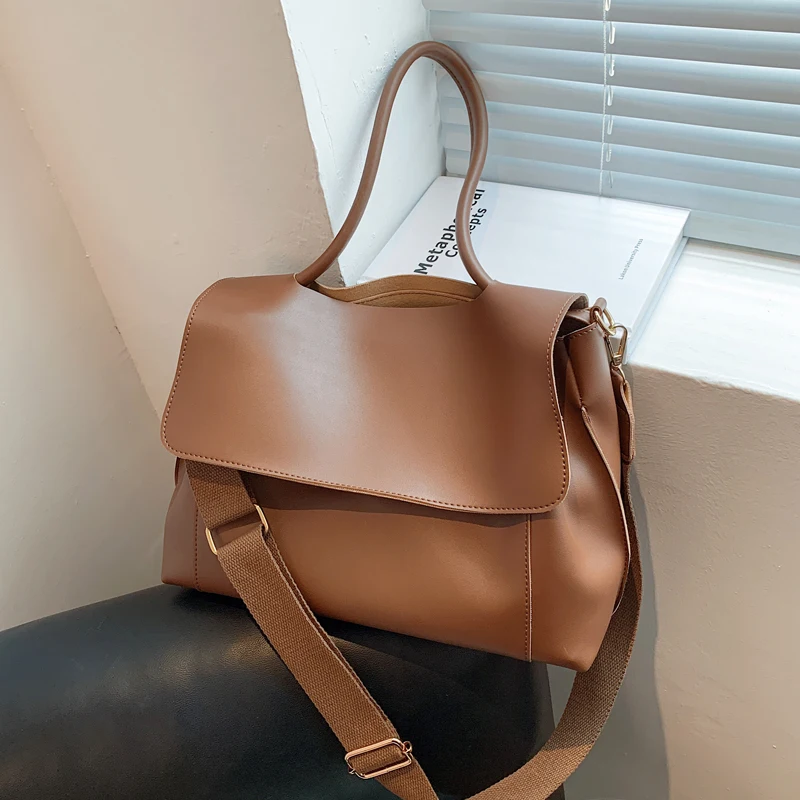 

Women's Tote Bag Soft Pu Leather Crossbody School Commute Bags Solid Large Capacity Female All-Match Single Shoulder Bag