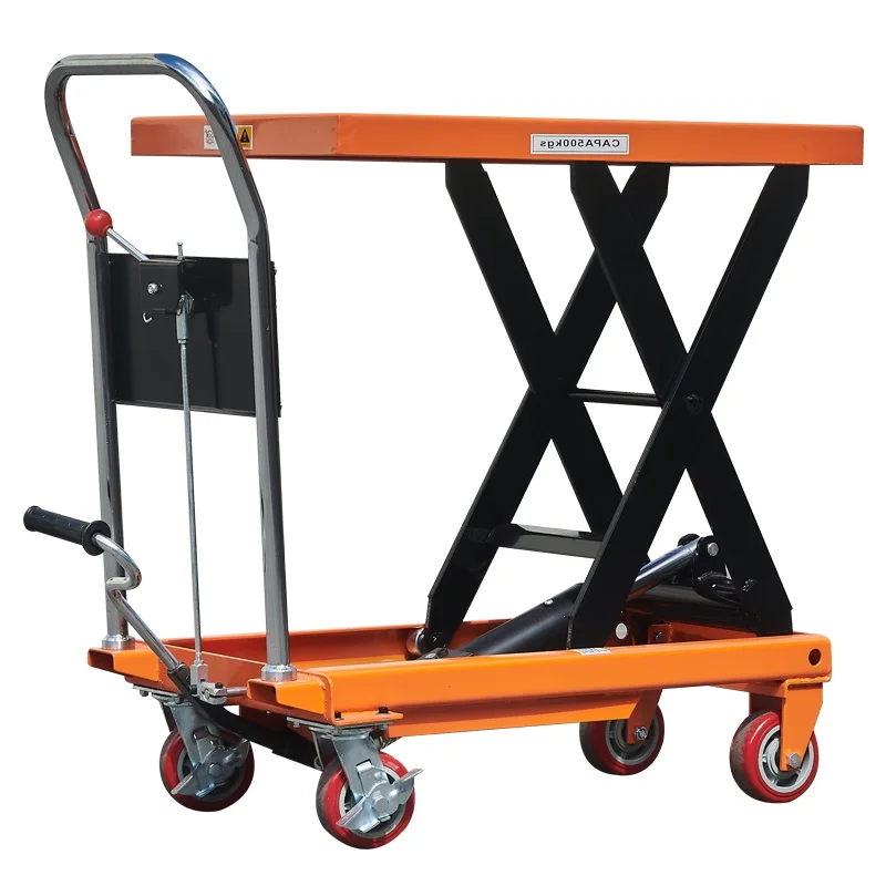 Factory Outlet Scissor Lift Mobile Trolleys Hand Manual Hydraulic 500kg Single Stage Scissor Lifts Platform
