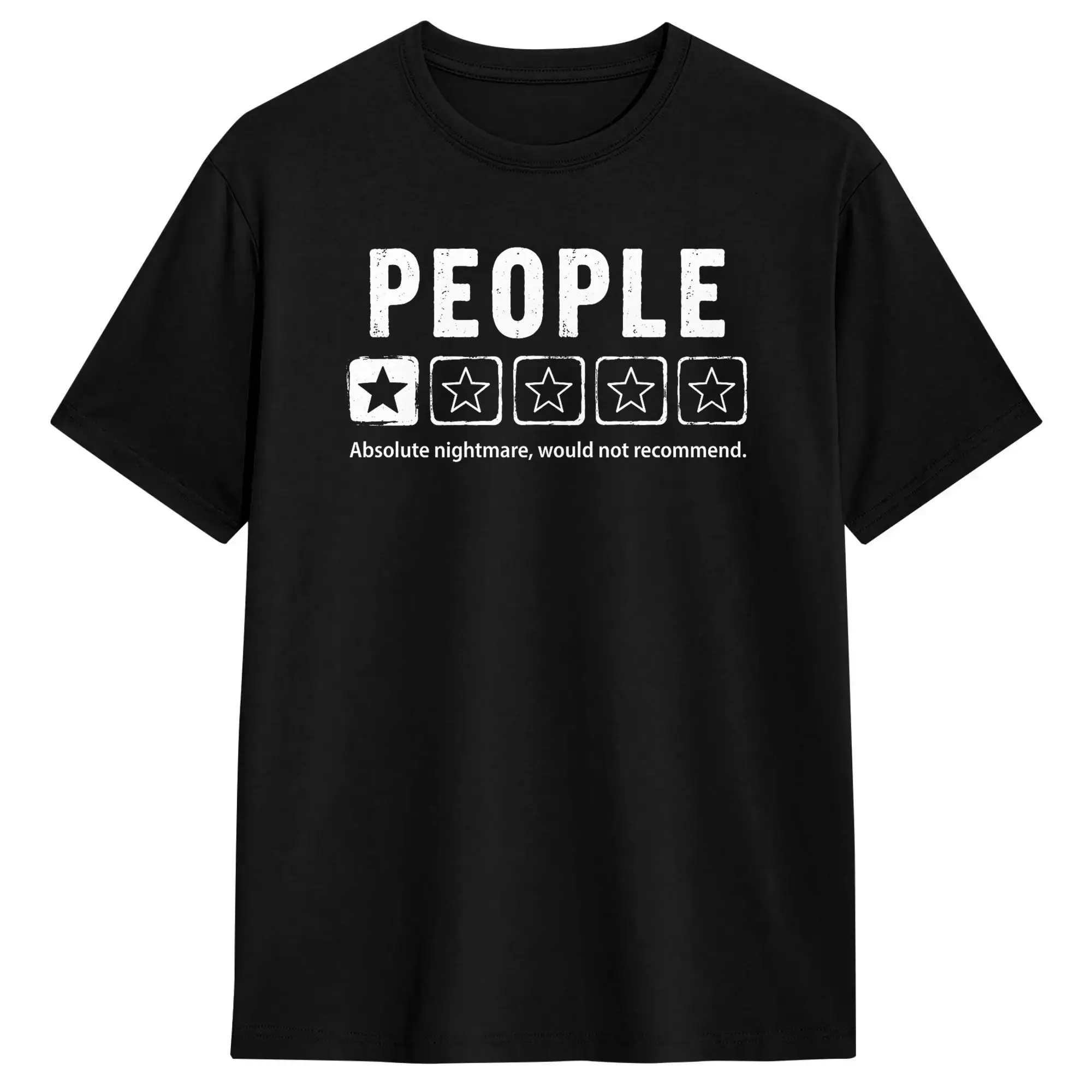 People One Star Review Total Nightmare Would Not Recommend T Shirt  Novelty T Shirts Short Sleeve Vintage Tops Summer Cotton Tee