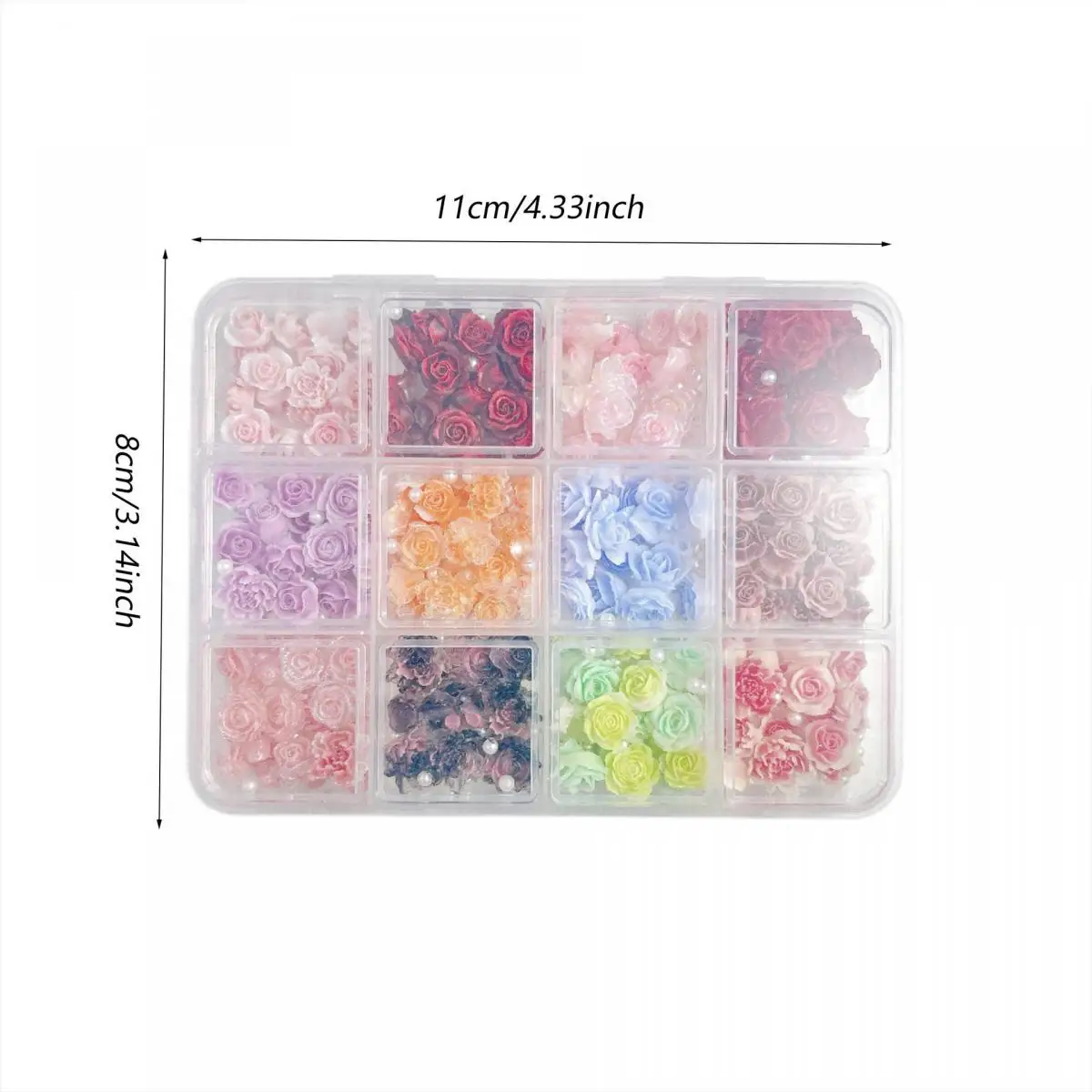 1Box Sweet 3D Green Leaf Simulated Pearl Nail Charms Colorful Resin Soft Rose Nail Art Decoration Accessories for Manicure DIY