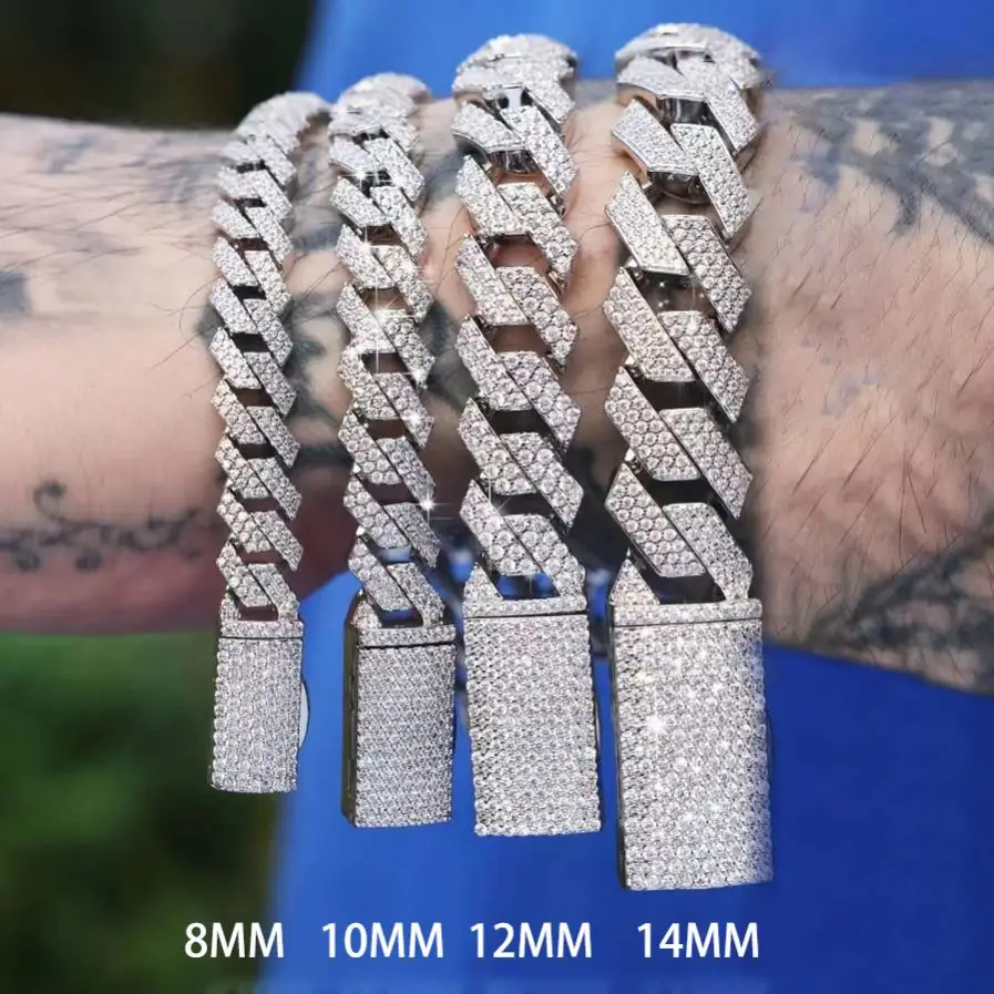 IGI Certified Lab Grown Diamond Cuban Link Chain Necklace Men Women Hip Hop Style Iced Out Fine Vvs Created Diamond Bracelet，
