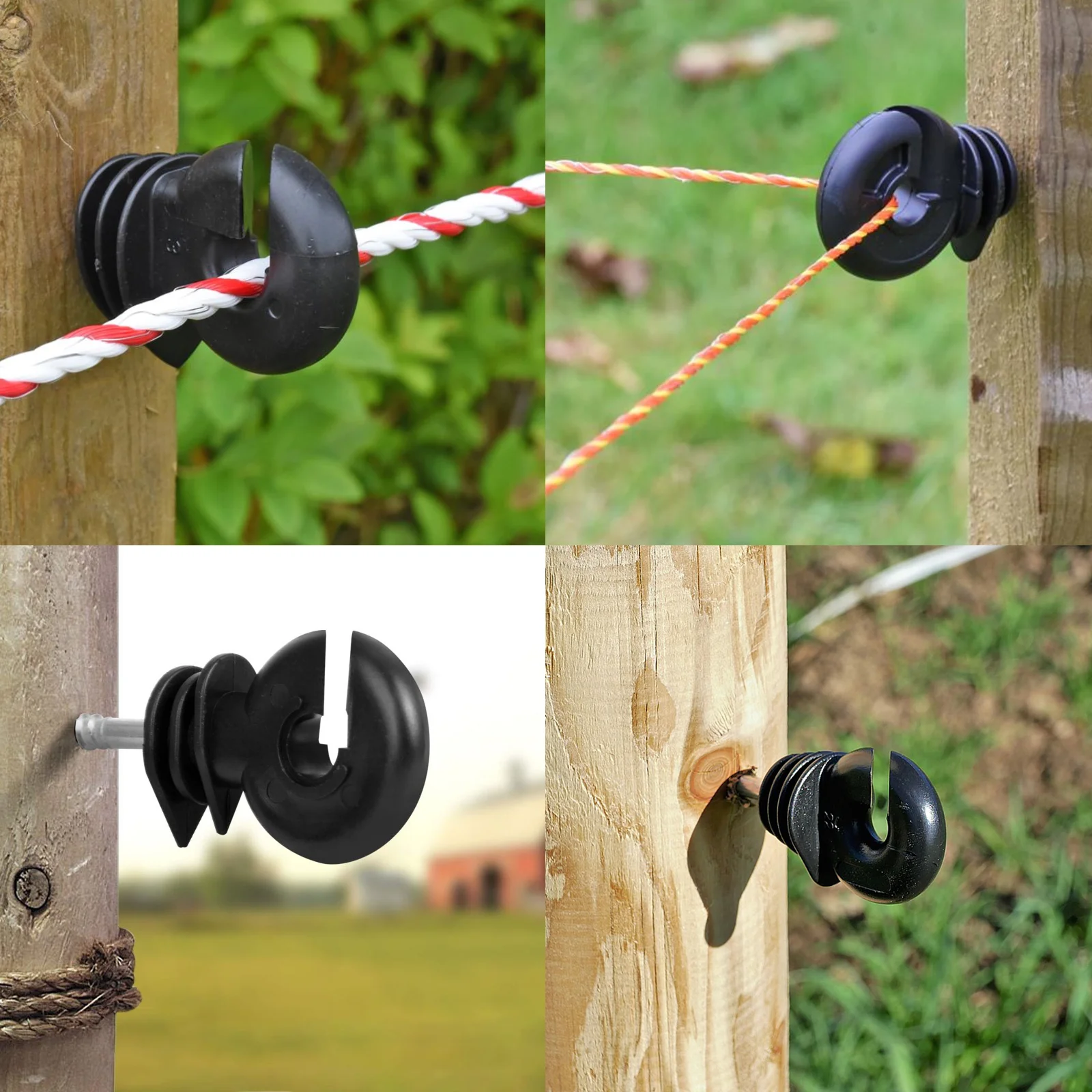 100pcs Electronic Fence Insulator Electronic Fence Post Screw-in Insulator Ring Insulator For Wooden Post Animal Husbandry