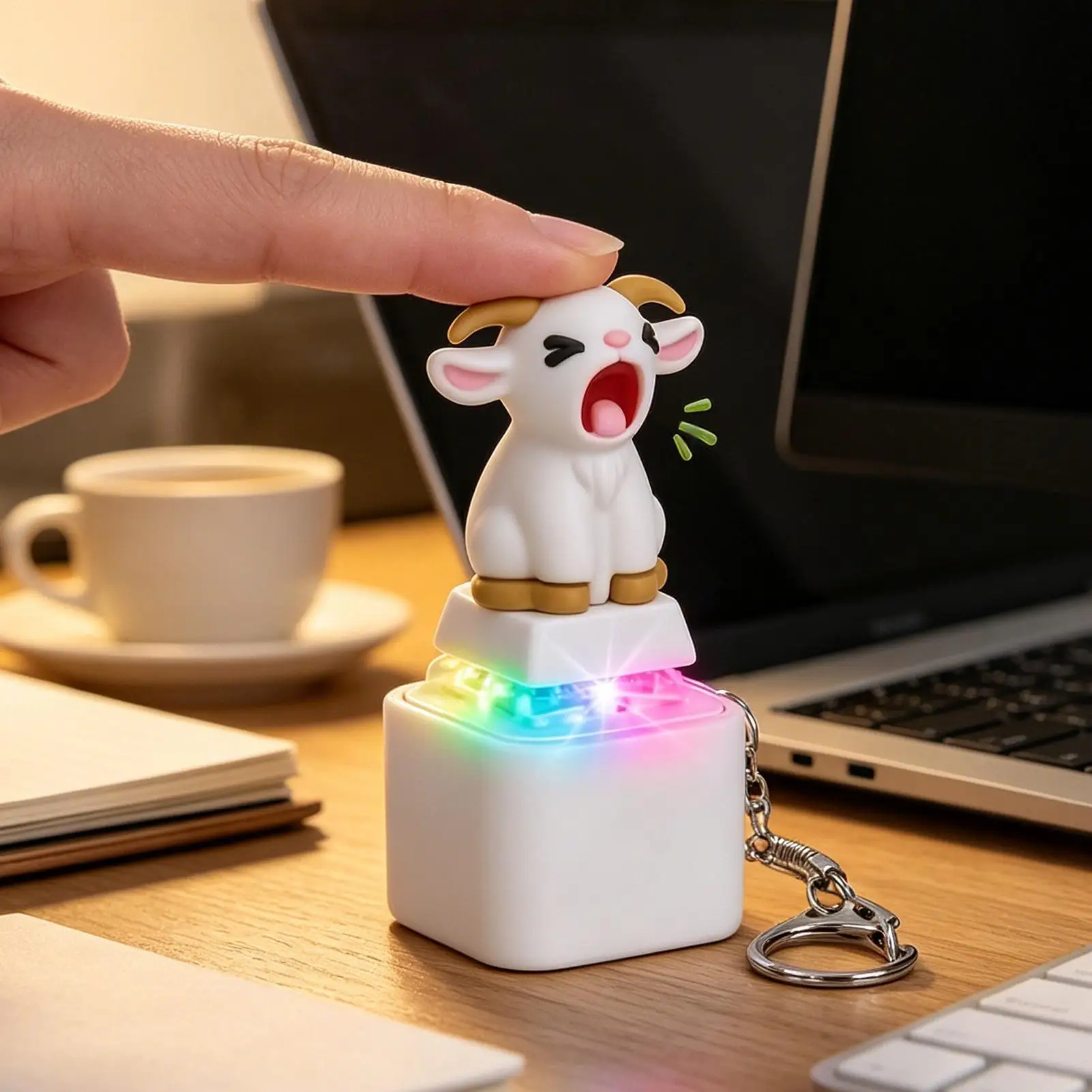 Click Keyboard Fidget Fun Cartoon Sheep Light Up Press Button Kids Adults Fidget Key Button Clicker for Work School Travel Home