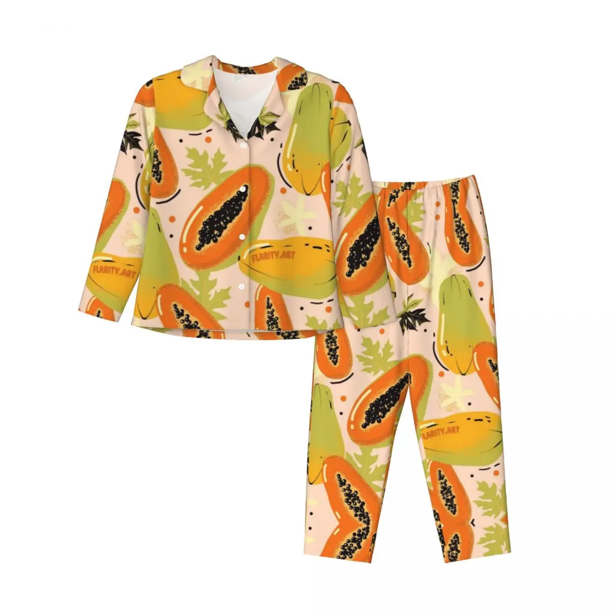 

Cute Patterns Fruits Women's Pajamas Set 2 Piece Set For Women Casual Long sleeve Suit