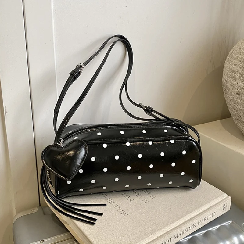 

Женская модная сумка через плечо в горошек, ретро-сумка-подушка в горошек премиум-класса, повседневная сумка на молнии в стиле Y2K для города