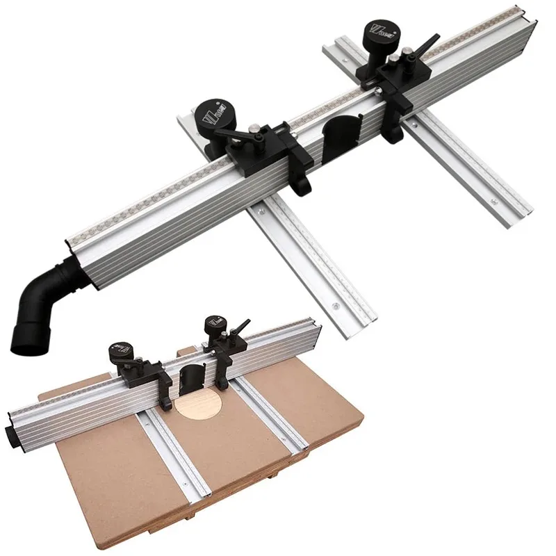 Drill Press Table Fence, Woodworking Adjustable Fence&Stop Block for DIY Assisted Repetitive Positioning W/Dust Collection Port