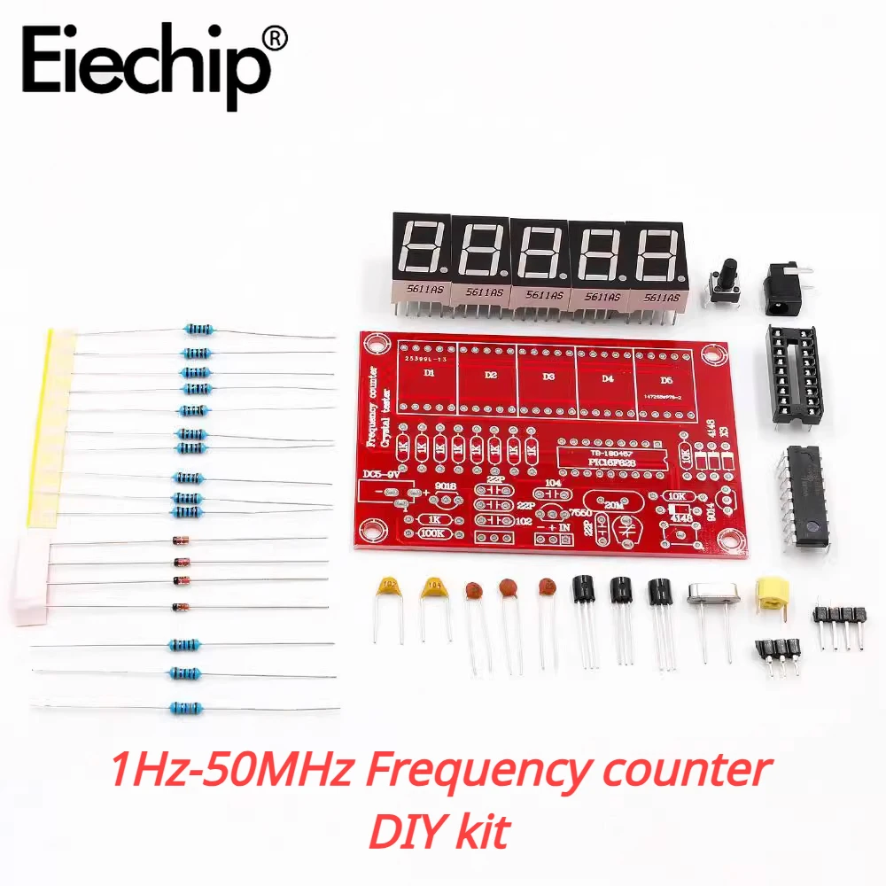 1 set Digital LED Frequency Counter 1Hz-50MHz Crystal Oscillator Meter Tester Meter Measurement DIY Kit