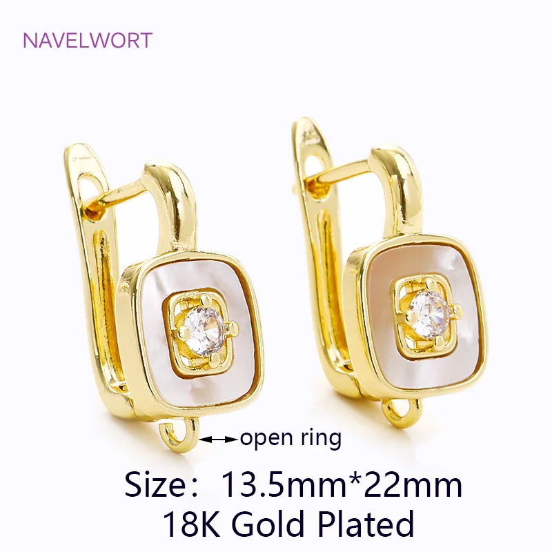 DIY Kreative Verschluss Earwire 18K Gold Überzogene Zirkon Ohrring Haken Verschlüsse Natur Shell Ohrring Verschlüsse Zubehör Großhandel – Detail 27