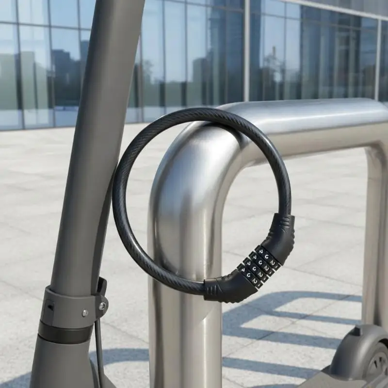 Cut Resistant 4 Digit Combination Bicycle Cable Lock Portable Anti-Theft for Outdoor Cycling Campus Commuting