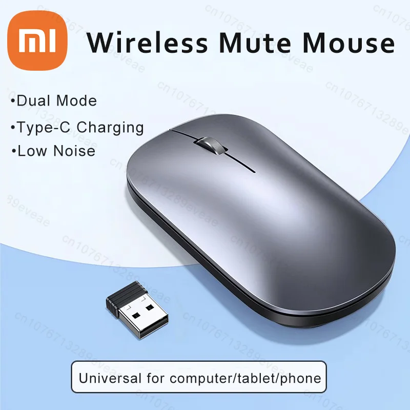 Xiaomi 2.4GHZ Bluetooth Wireless Mute Mouse Dual Mode Dpi Adjustable Type-c Rechargeable Silent Ergonomic Portable Office Mouse