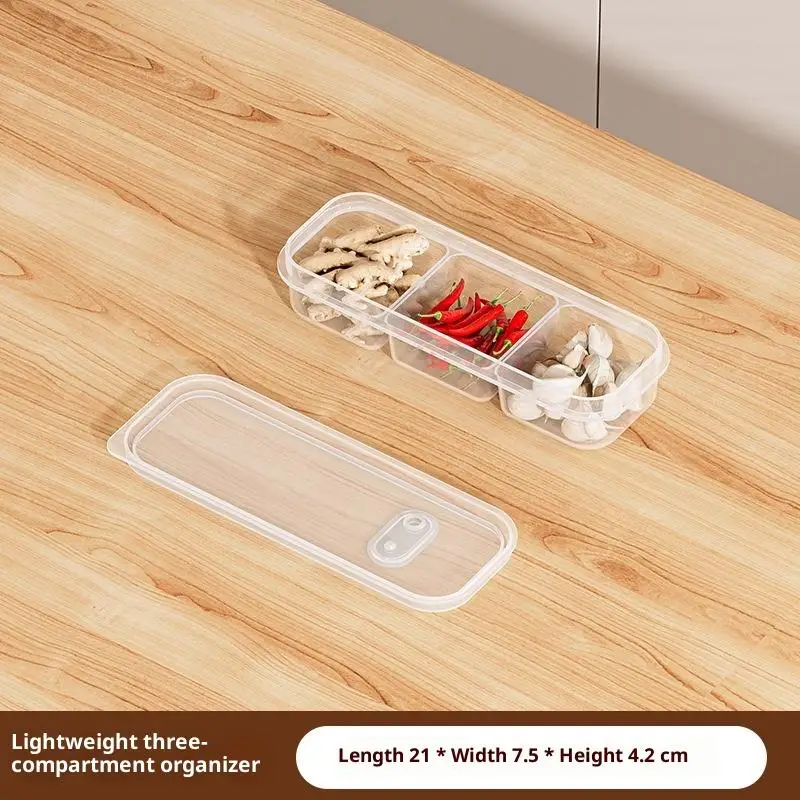 2/3-Compartment Refrigerated Storage Refrigerator Storage Box Packed Meal Crisper Food Grade Plastic Sealed Food Frozen Meat