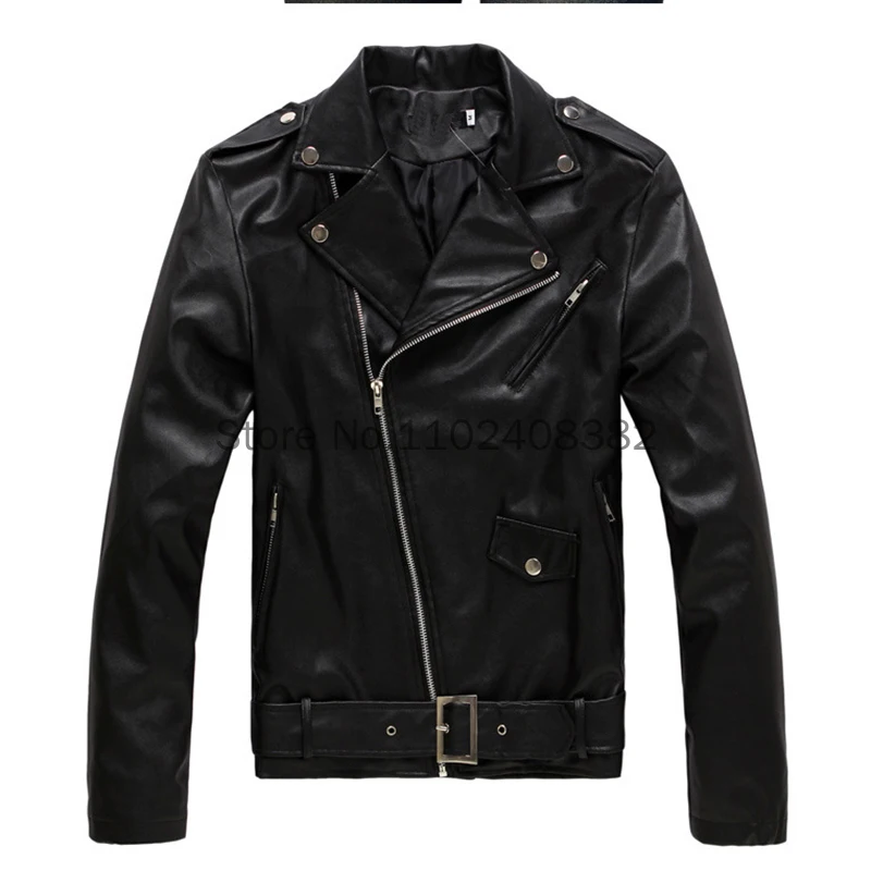 Männer pu Lederjacke Motorrad Mode Slim Fit Ledermantel