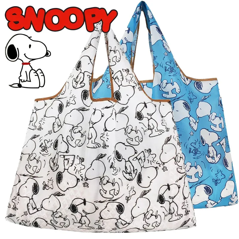 Cartoon Snoopy Bag Cute Portable Foldable Tote Bag Waterproof Portable Shopping Bag Reusable Folding Portable Shoulder Bags