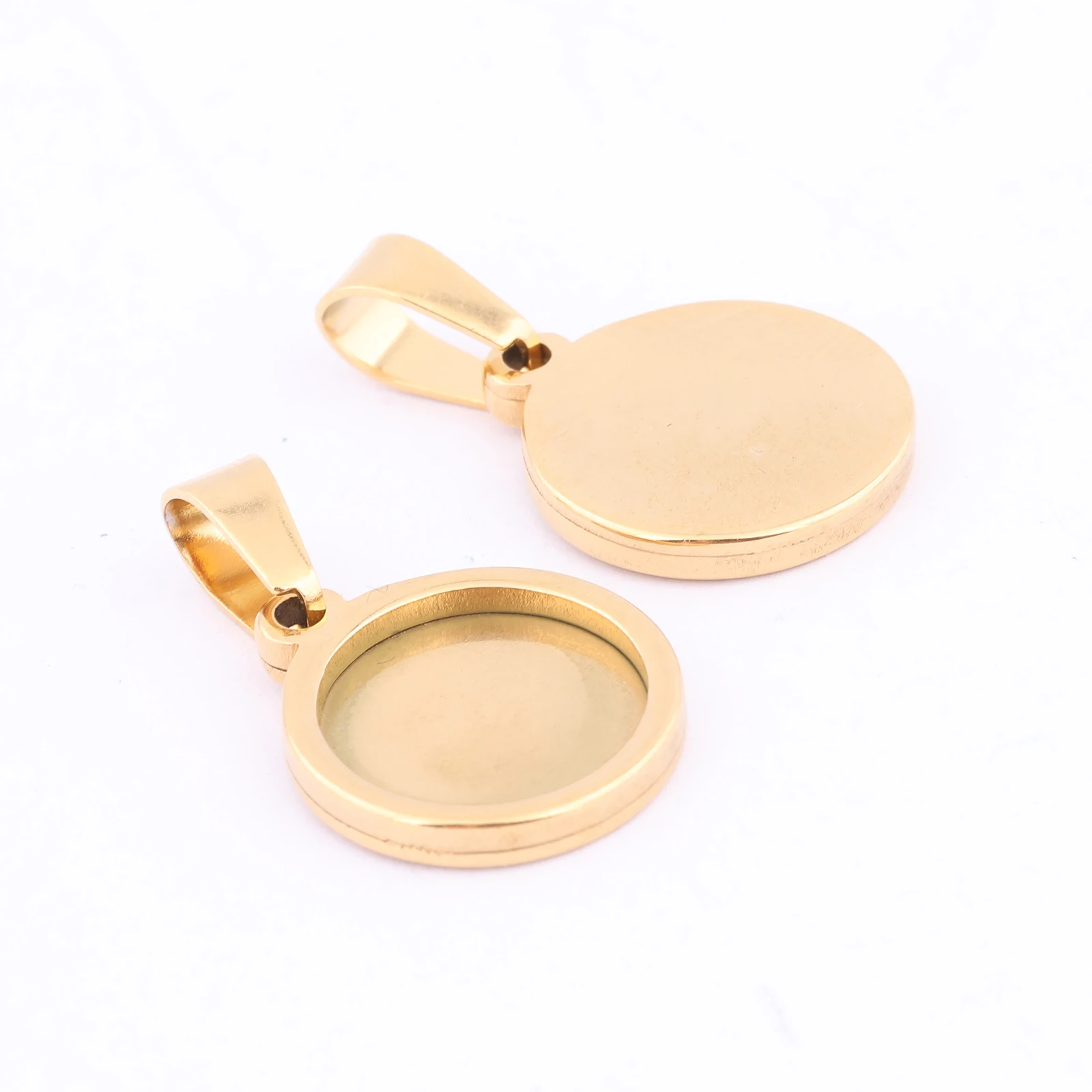 10pcs Gold Plated Black 12mm Round Cabochon Base Settings Diy Bezel Pendant Trays For Necklace Jewelry Making Supplies