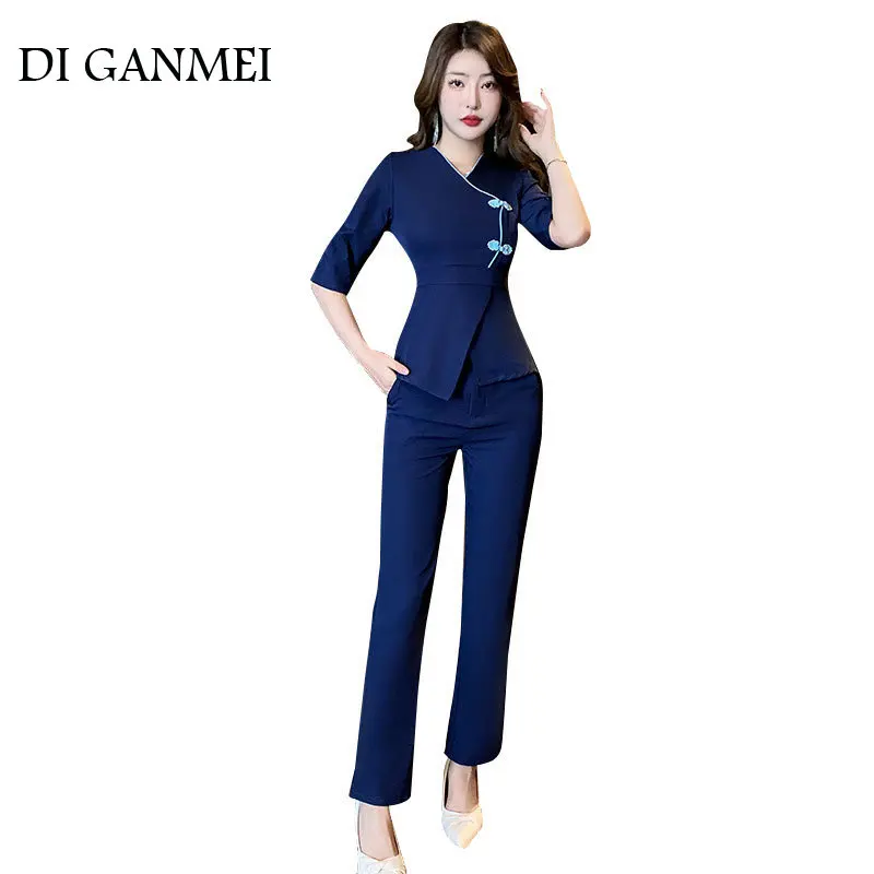 Spa Uniforms for a Beautician Work Clothes Female Esthetic Masseuse Overalls Professional Esthetician Nail Technician Pants Suit