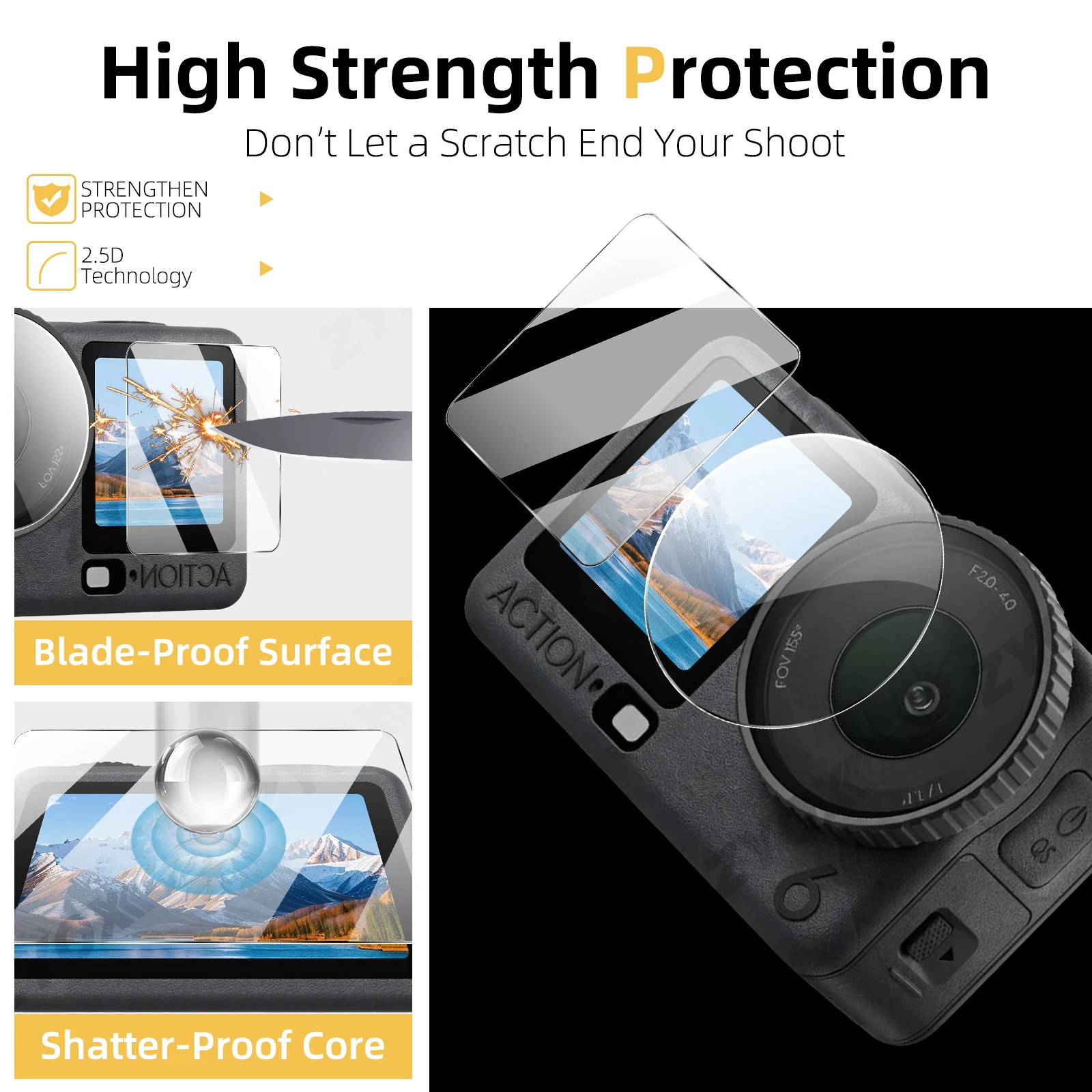 For DJI Osmo Action 6 Screen Protector Glass,Lens Cap, ND Filter, Frame Cage, Underwater Dive Case, Storage Bag Accessories Kit
