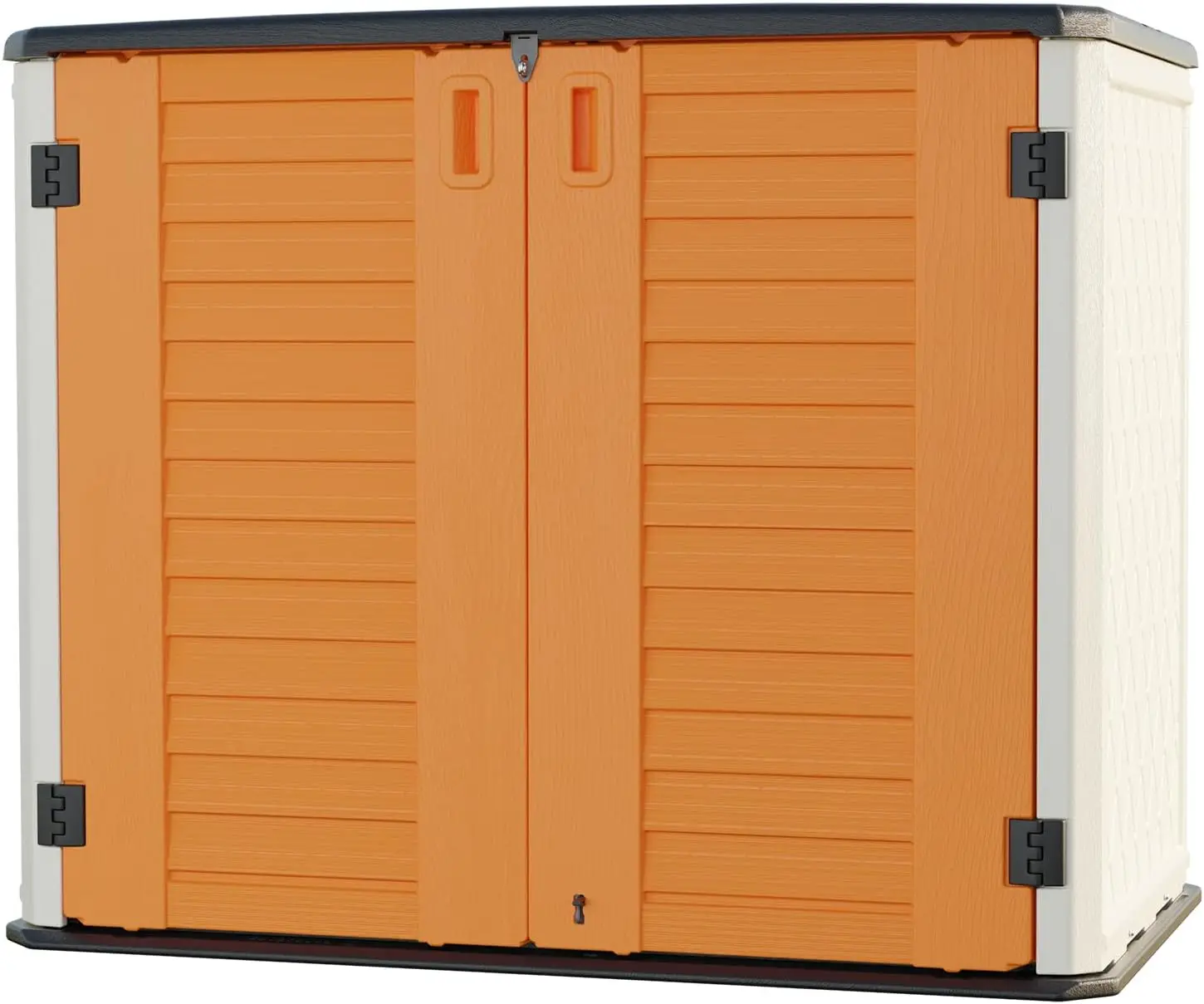 

Outdoor storage cabinet, no shelves, all-weather resin tool shed, used for trash cans, garden tools, lawn mowers, lockable