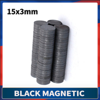 15x3 Black Magnets  Round Ferrite Magnet Strong Magnetic High Strength Refrigerator DIY Black Ferrite Magnet Patch 15x3mm