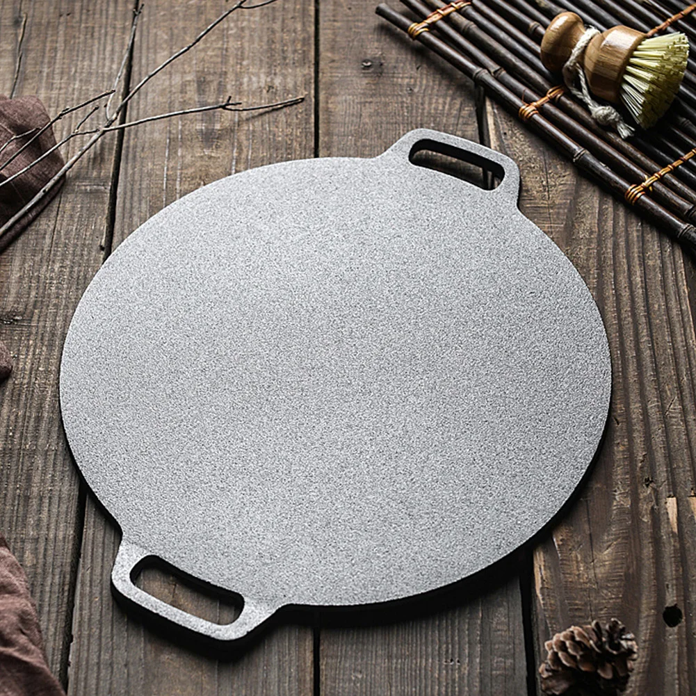 10.2/11/11.8/12.6/13.4 Inch Grill Pan with Handles BBQ Griddle Cast Iron Round Griddle Baking Tray for Home Party Travel