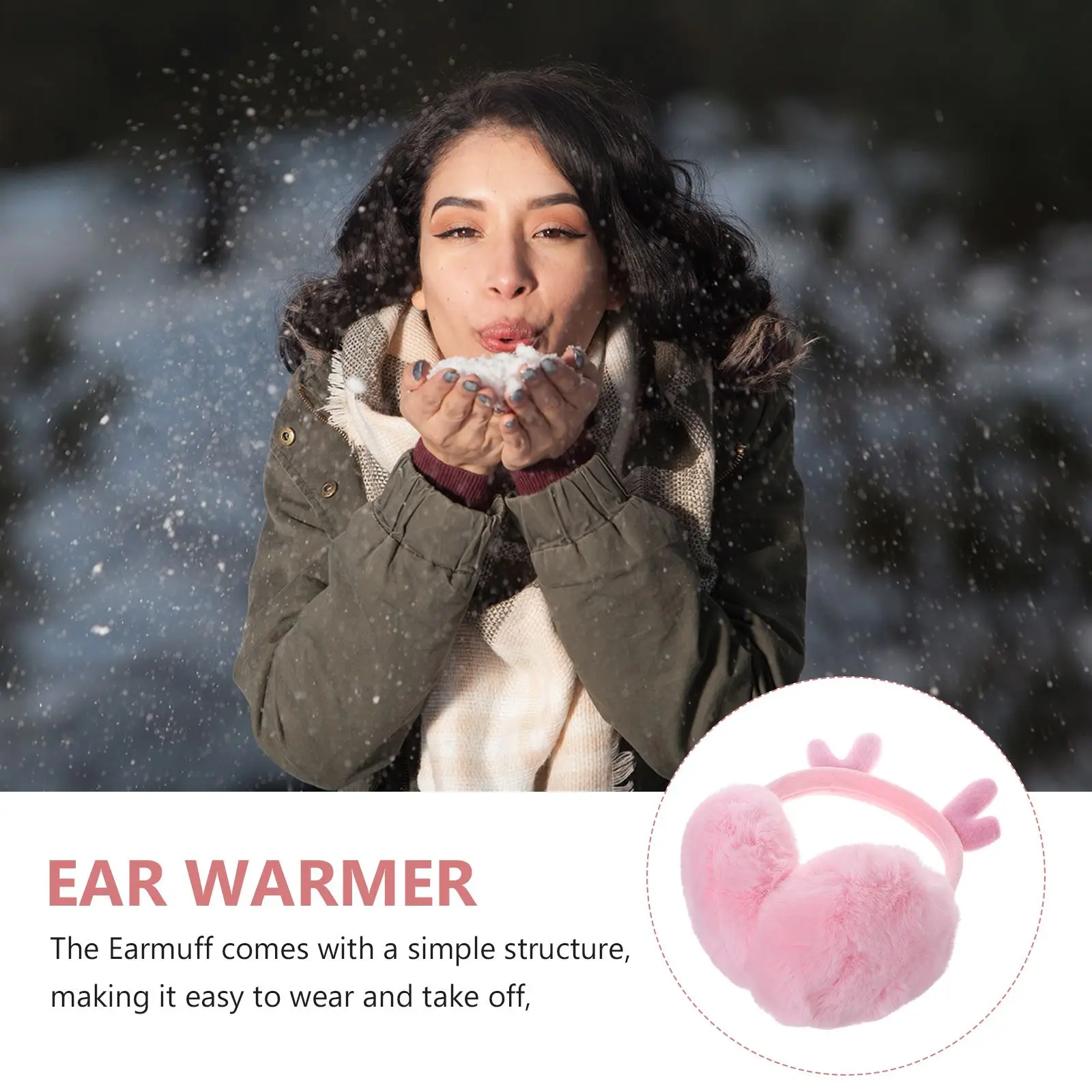 NEW Reindeer Antlers Winter Ear Muffs Cute Plush Warm Muffs Cold Weather Ear Warmer Foldable Outdoor Ear Covers For Cold Weather