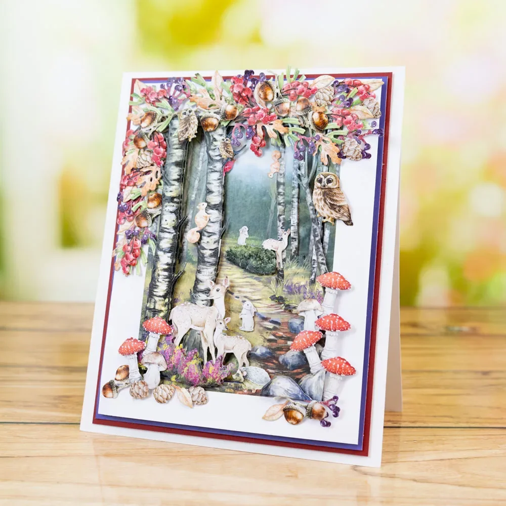 Fox Owl Deer Little Rabbit Turtle Playing in the Forest Metal Cutting Dies Scrapbook Diary Decoration Stencil Embossing Template view 6