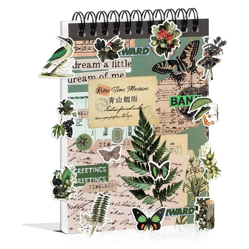 

A24F-Vintage Stickers For Scrapbooking, 50 Sheets Precut Washi Stickers Book For Journaling, Junk Journal Supplies