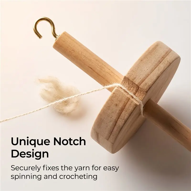 ABJI-2Pc DIY Drop Spindle Top Whorl Yarn Spinner Hand Wooden Spinning Wheel For Yarn Making Yarn Spindle For Beginners Sewing view 3