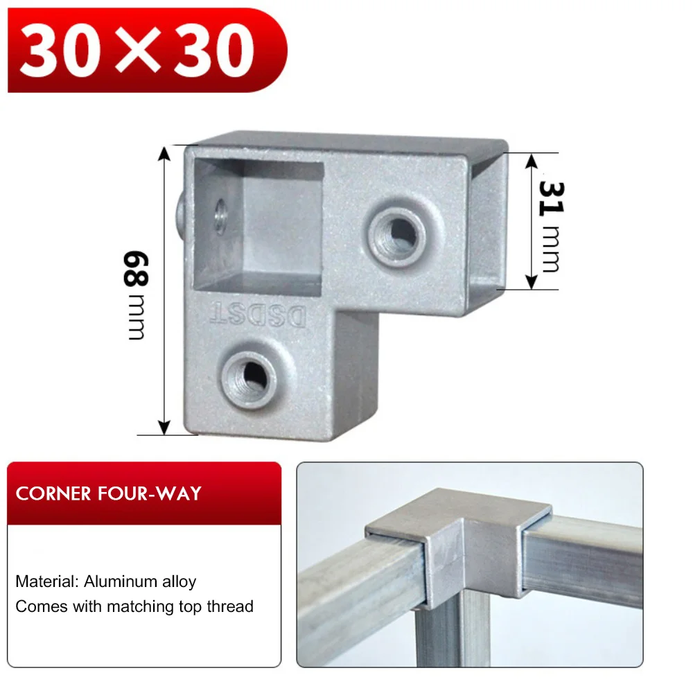 New Aluminum Alloy Square Tube Fixed Pipe Clamp Connector Accessories Three-way Square Storage Rack