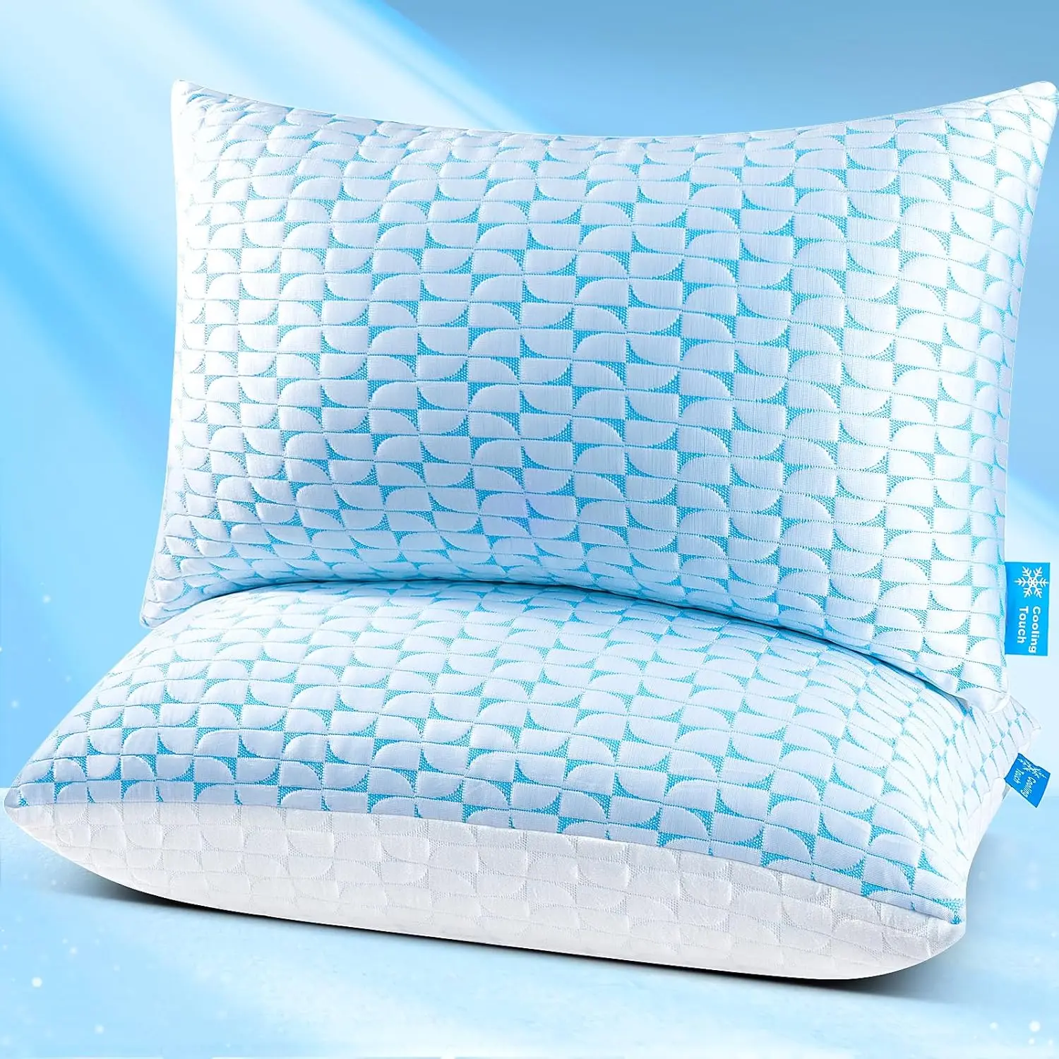 

Adjustable Cooling Memory Foam Pillow Set of 2, Firm Support for Side Back Stomach Sleepers, Queen Size with Washable Cover