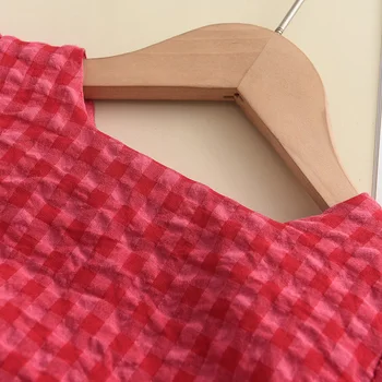 Red Plaid Bow Dress 3 Bear Leader Summer Red Plaid Bow Dresses Elegant Lolita Child Baby Girl Midi Dress Children Dresses Girl Party Princess Sundress 3