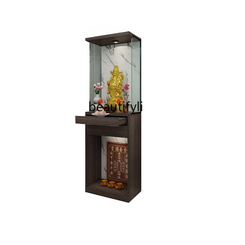 

God of Wealth Display Cabinet Solid Wood Buddha Niche Modern Light Luxury Small Household Incense Burner Table Guan Position