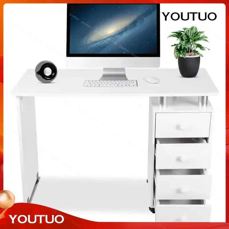 Professional Manicure Nail Table with 4 Drawers Nail Art Desk Beauty Salon Spa Workstation Equipment with Arm Rest