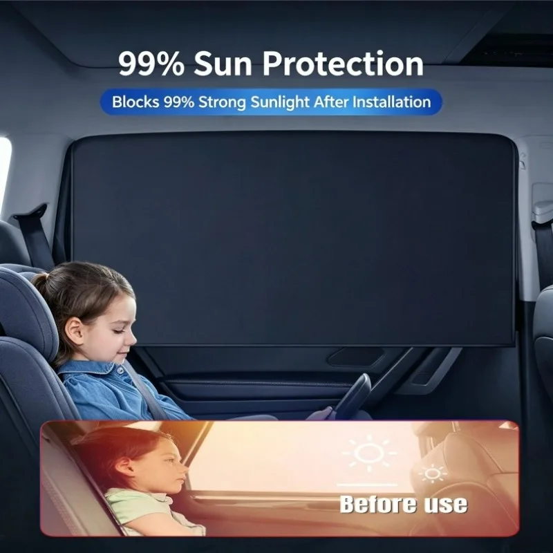 4Pcs/Set Magnetic Curtain Protectors Universal Side Window Sunshades UV Protection Car Sunshade Curtains for Sleeping Travel