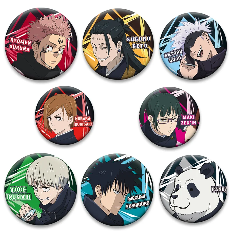 

Exquisite Round Creative Pins Itadori Yuji Kugisaki Nobara Satoru Gojo Cartoon Brooches Fushiguro Megumi Mahito Anime Badge