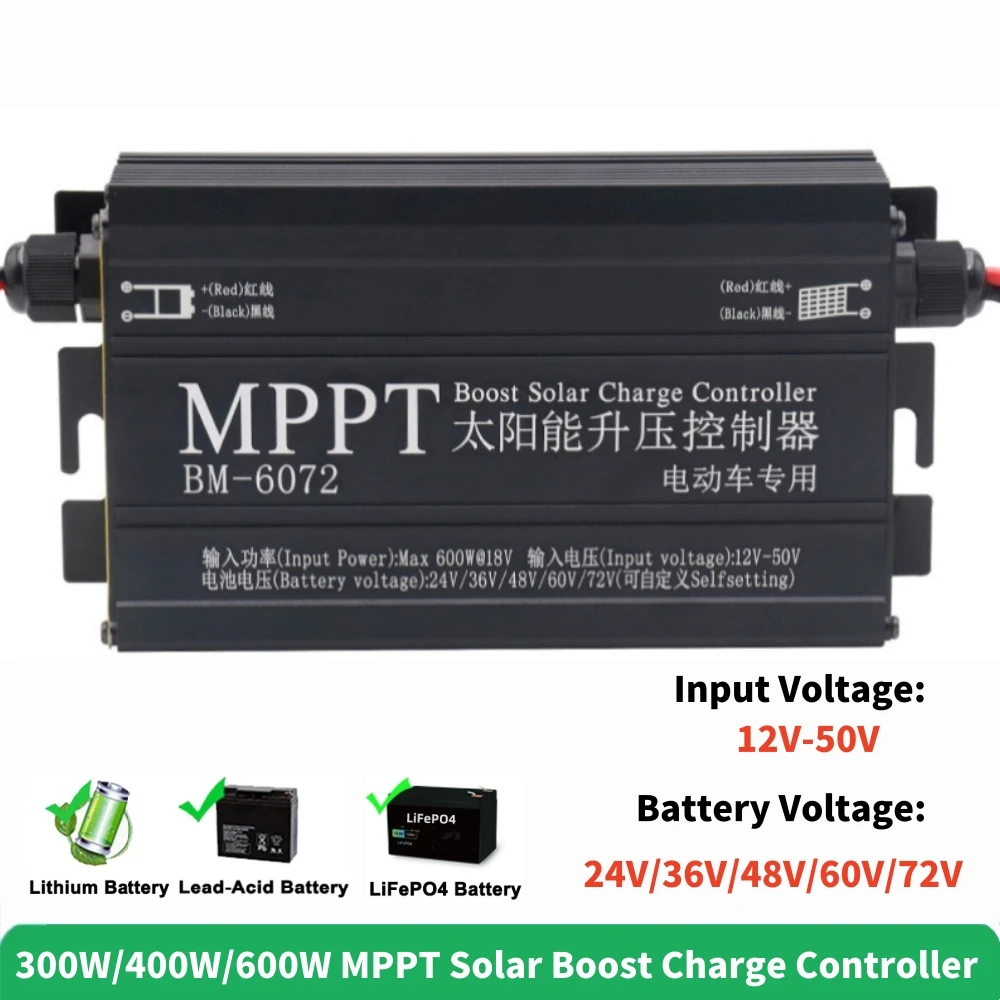 

MPPT Solar Boost Charge Controller 300W 400W 600W Solar Panel Regulator For 24V 48V 60V 72V Lead Acid/Lithium/LiFePO4 Battery