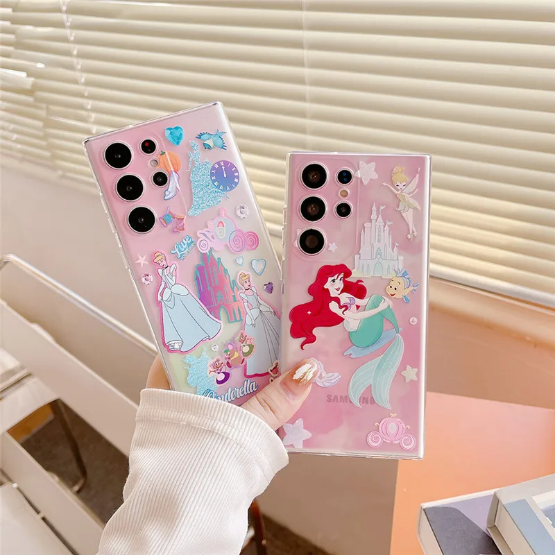 Cinderella Ariel Disney Phone Case For Sasung Galaxy Samsung Galaxy S20 S21 S22 S23 S24 Plus Ultra A14 A23 A34 A54 Note20 Cover