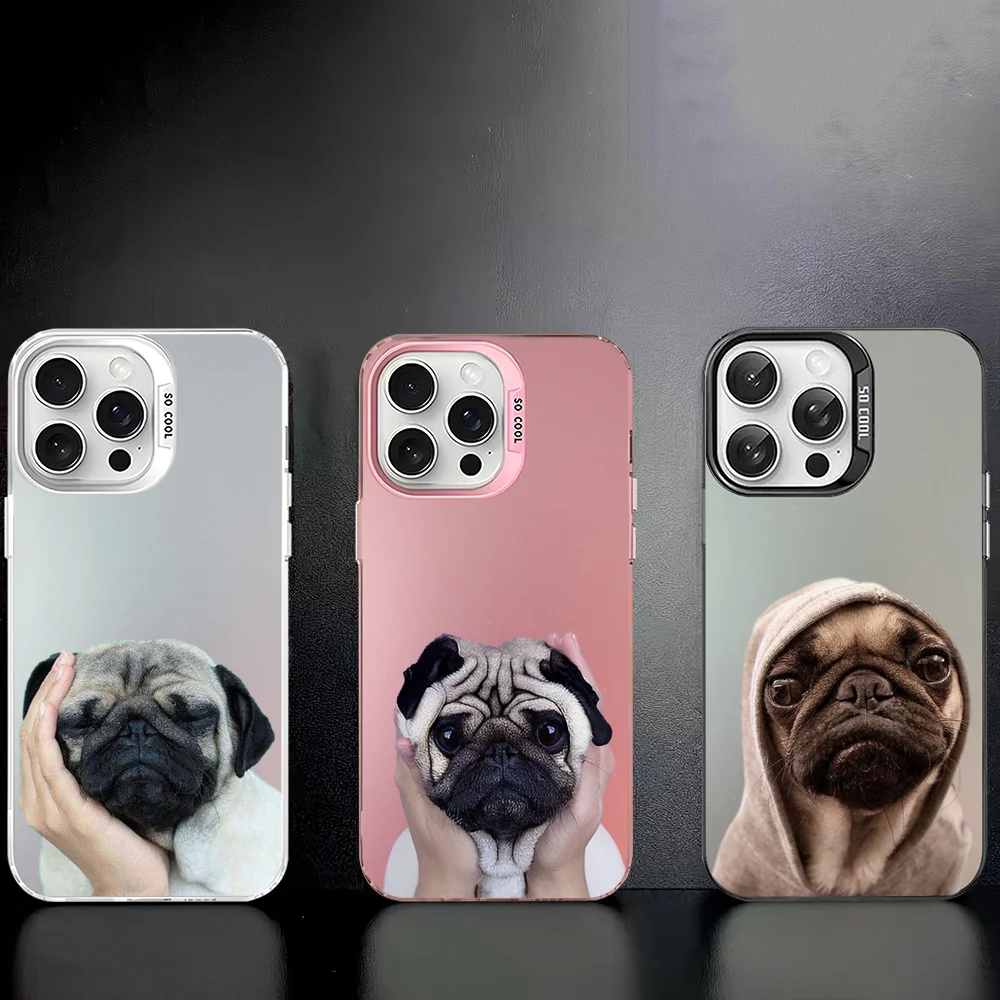 Pug cão buldogue francês caso de telefone para iphone 16 15 14 13 12 11 pro max xr xsmax 8 7 plus fosco à prova de choque capa traseira