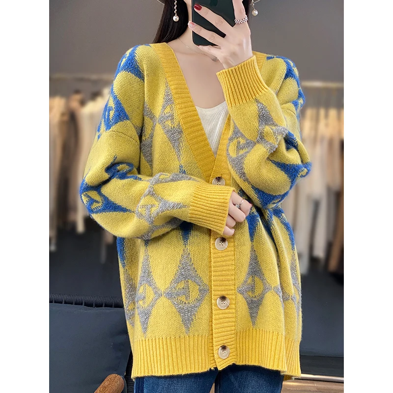 

Autumn And Winter New First-Line Ready-To-Wear Sweater Female Round Neck Cardigan Coat Sweater Loose