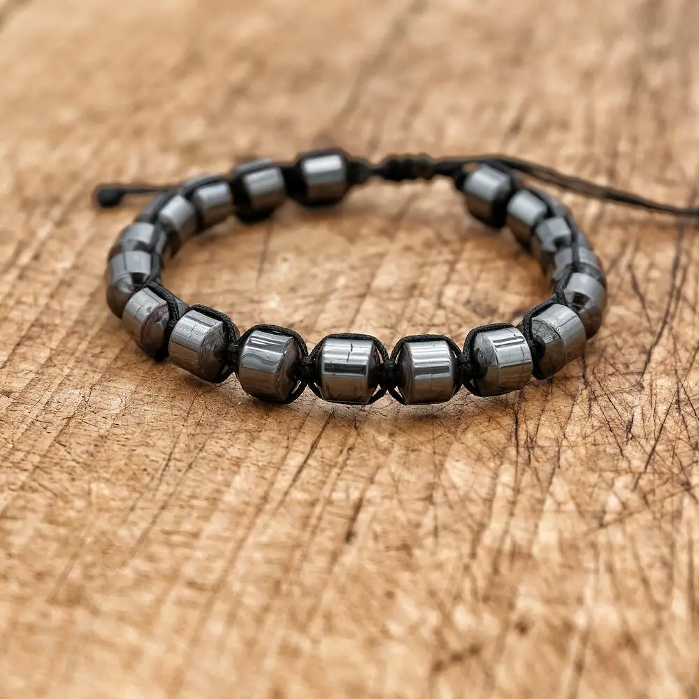 Handmade Jewelry 8mm Hematite Braided Bracelet for Men No Magnetic Strand Charm Bracelet Yoga Healing Health Mens Bracelet