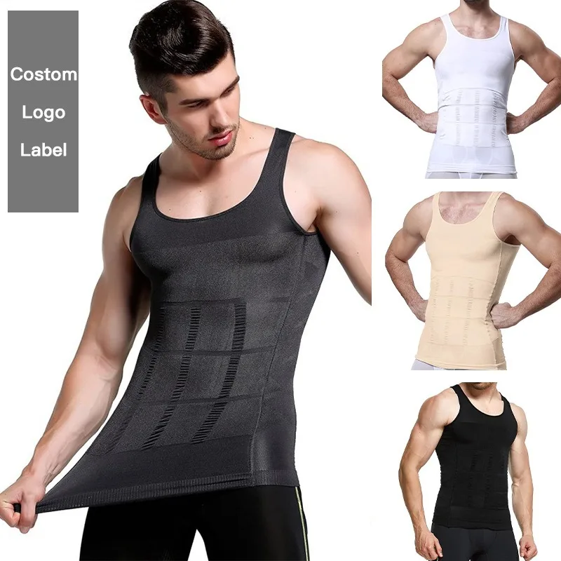 Sports T-shirt Men's Vest Compression Underwear Body Shaper Corset Top Abdomen Slimming Shapewear Gym Exercise Fat Burn Fitness