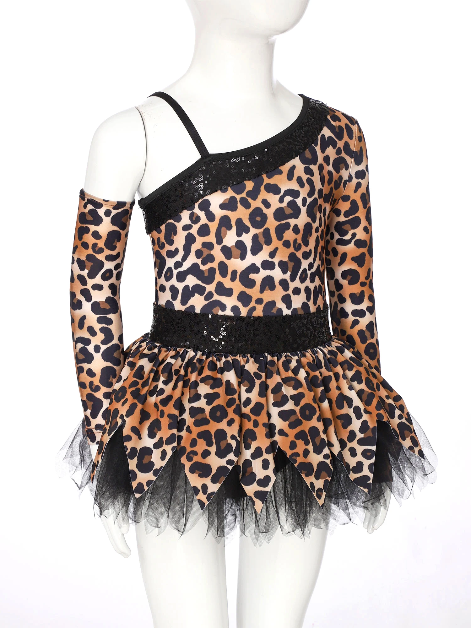 Crianças leopardo impressão halloween tribo cavegirl traje meninas primitivo tribal caverna traje vestir-se histórico caverna fantasia vestido