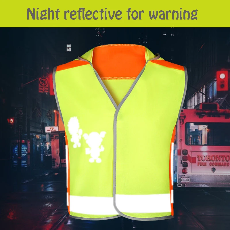 Chaleco reflectante para niños, chaleco de seguridad fluorescente, ropa de alta visibilidad, ropa de seguridad para estudiantes de tráfico seguro para niños