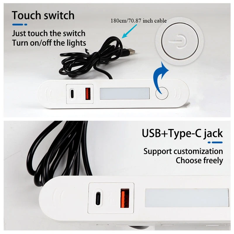 FUNAYA Hidden USB Multi-plug Embedded Power Socket USBA Type-C with Night Light Bedside Charger Extension Plug for Nightstand