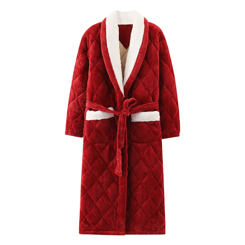 High Quality  Winter 3 Layer Clip Cotton Robe Female Comfortable Soft Pyjamas