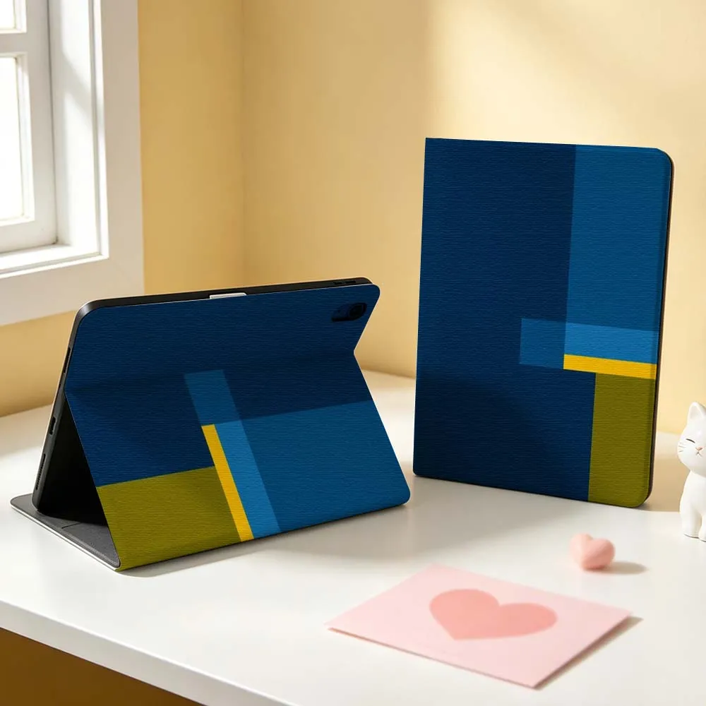 Abstract Blue Block For Apple iPad Pro Mini A16 A17 A14 4 5 6 7 6th 12th Gen 9.7 12.9 11 13 M4 inch Tablet Case Pen Tray