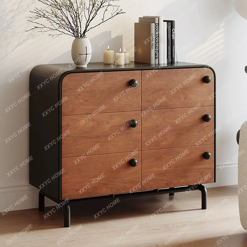 Solid wood home medium antique six-chest cabinet light luxury retro drawer storage cabinet living room bedroom locker