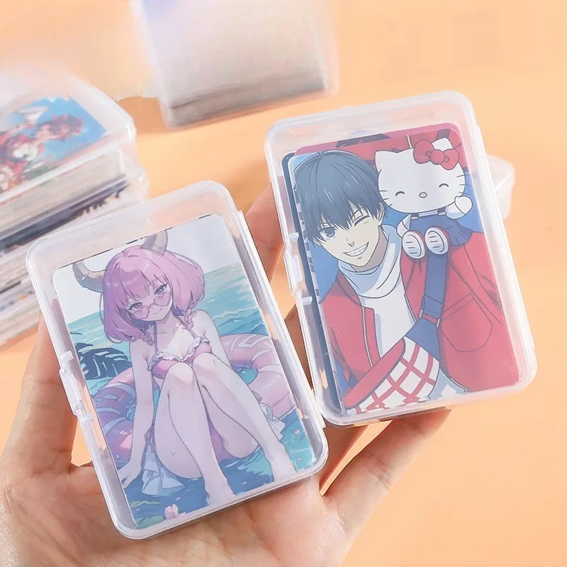1Pc 방진 스토리지 씰 스티커 주최자 Kpop Girl 3 인치 Photocard Boy Game Card 용 투명 플라스틱 클램 쉘 박스